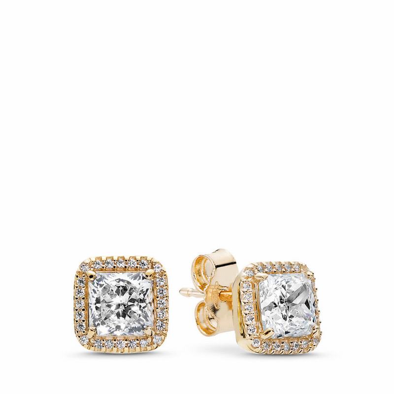 Pandora Timeless Elegance Stud Earrings Clearance NZ, 14k Gold (504629-KFT)